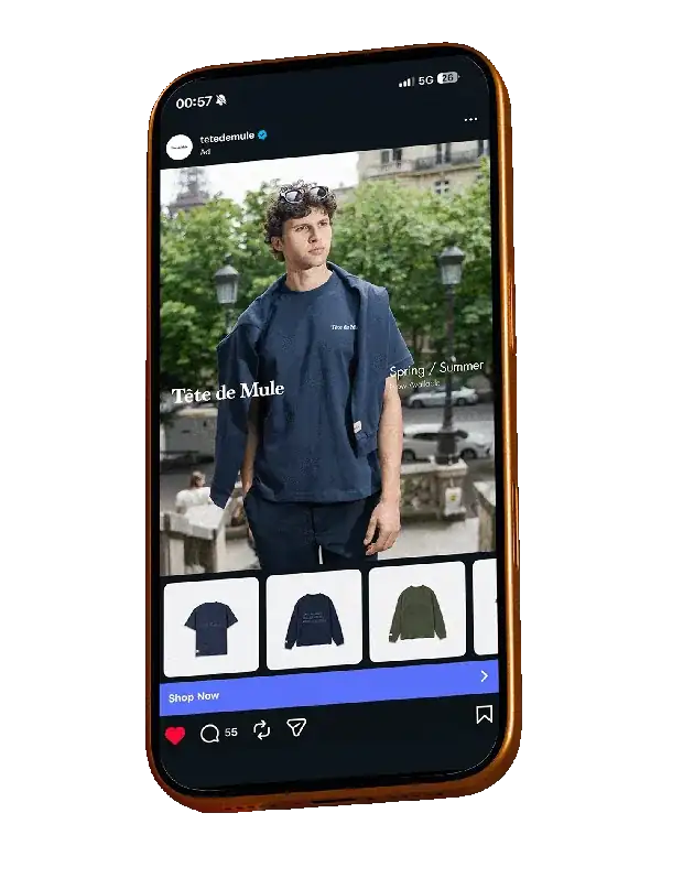 Advertentie van Tête de Mule in de Instagram feed